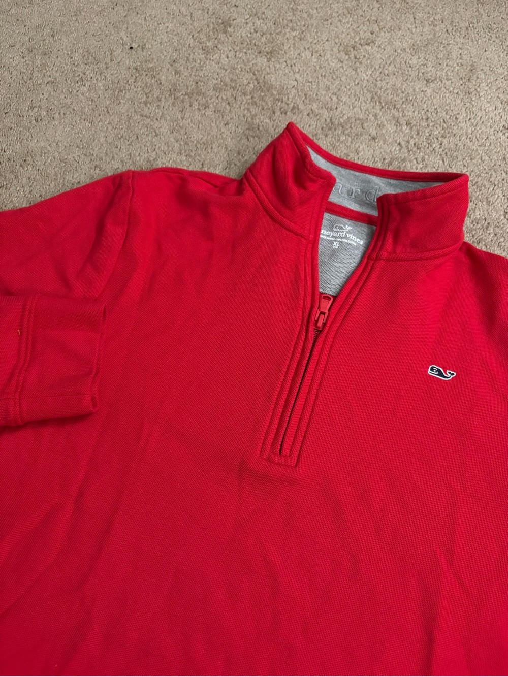 Vineyard Vines Quarter Zip Pullover Boys XL (18) Sweater Red Whale Logo Preppy